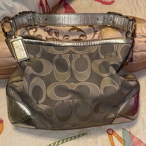 Coach Metallic Gray Shoulder Bag